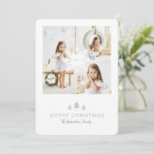 クラフト紙クリスマスツリー&スノーフレーク3写真 シーズンカード (スタンド正面)