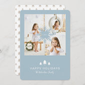 クラフト紙クリスマスツリー&スノーフレーク3写真 シーズンカード (正面/裏面)