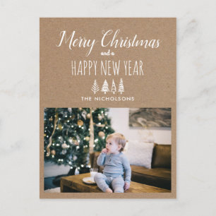 クラフト紙クリスマス&ニューイヤー 祝日の写真 シーズンポストカード