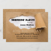 クラフト紙サプライズ誕生日パーティー 招待状 (正面/裏面)