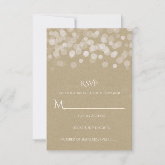 クラフト紙シンプルな田舎風の結婚式RSVP 出欠カード (正面)