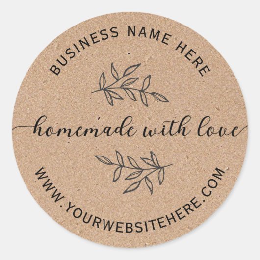 クラフト紙シンプルホームメイドウィズラブ ラウンドシール (正面)