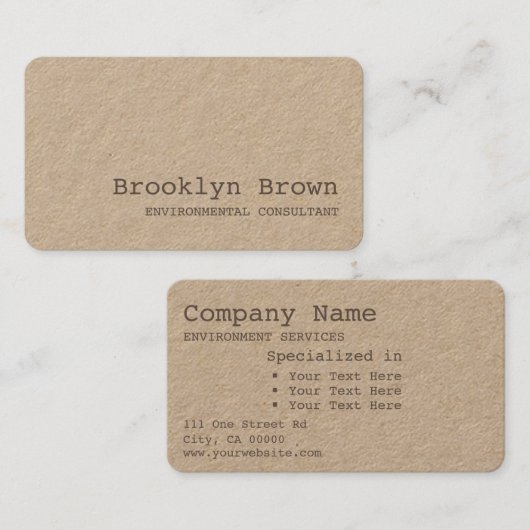 クラフト紙シンプルミニマ素朴リストヴィンテージ 名刺 (正面/裏面)