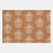 クラフト紙ジンジャーブレッドハウスネームクリスマス ラッピングペーパーシート (正面3)