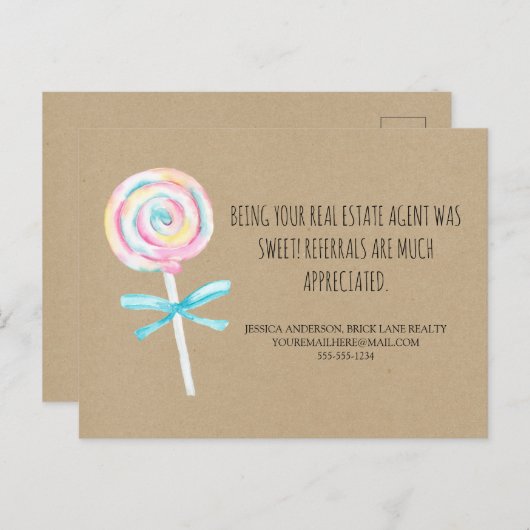 クラフト紙スイートトリート実在エテート紹介 ポストカード (正面/裏面)