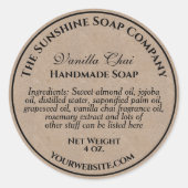 クラフト紙スタイルの石鹸化粧品ラベル ラウンドシール (正面)