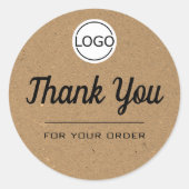 クラフト紙スタイルシンプルミニマリストありがとうロゴ ラウンドシール (正面)