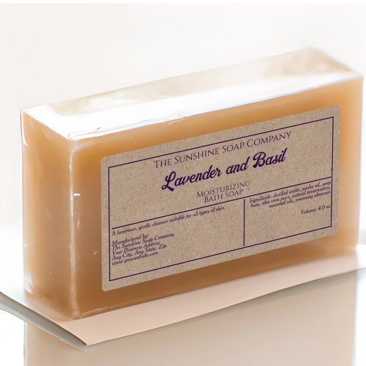 クラフト紙スタイルパープル文字化粧品瓶ラベル ラベル