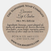 クラフト紙スタイルリップバーム錫ラベル ラウンドシール (正面)