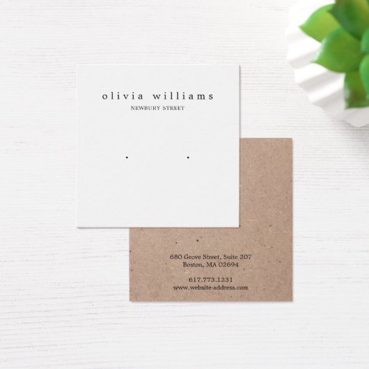 クラフト紙スタッドイヤリングスクエアディスプレイカード (デスク)