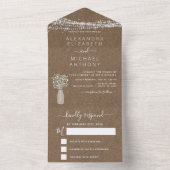 クラフト紙ストリングライトベビー結婚の息 オールインワン招待状 (内側)