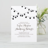 クラフト紙ストリングライトモダン婚約パーティ 招待状 (スタンド正面)