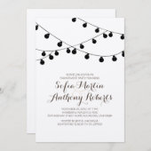 クラフト紙ストリングライトモダン婚約パーティ 招待状 (正面/裏面)