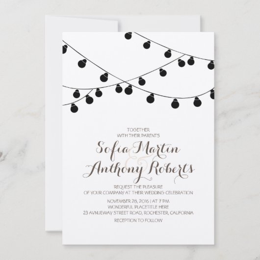 クラフト紙ストリングラモダンイト結婚式 招待状 (正面)