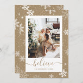 クラフト紙スノーフレーク信じ写真 シーズンカード (正面/裏面)