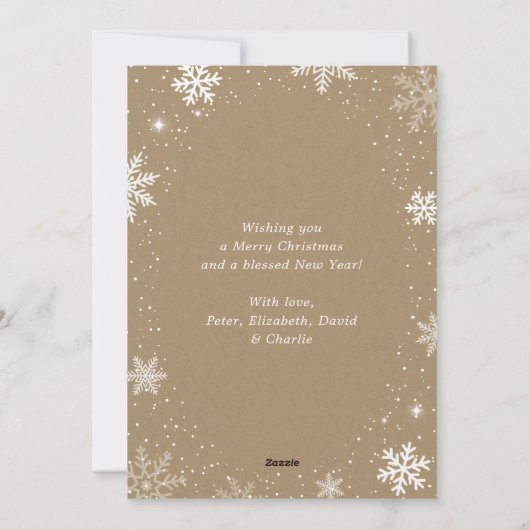 クラフト紙スノーフレーク信じ写真 シーズンカード (裏面)