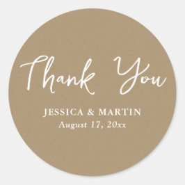クラフト紙タイポグラフィ結婚ズサンキュー ラウンドシール