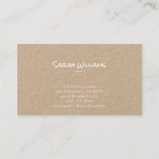 クラフト紙ドーナツパン屋の菓子のかわいい名刺 名刺 (裏面)