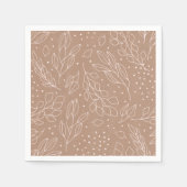 クラフト紙ナプキンのピンクの葉と果実 スタンダードカクテルナプキン (正面)