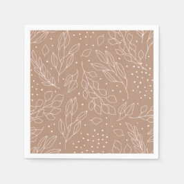 クラフト紙ナプキンのピンクの葉と果実 スタンダードカクテルナプキン