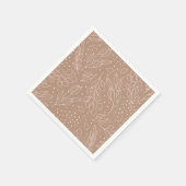 クラフト紙ナプキンのピンクの葉と果実 スタンダードカクテルナプキン (角)