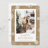 クラフト紙ハッピーホリデイズスノーフレークスノーフェイト シーズンカード (正面/裏面)