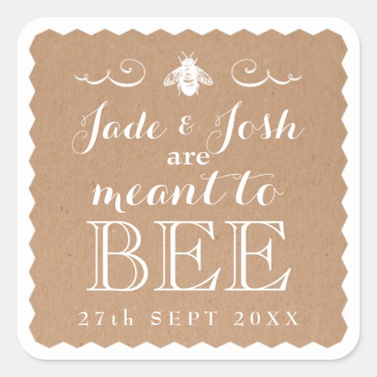 クラフト紙ハニーメイドトゥbee結婚式の引き出物 スクエアシール (正面)