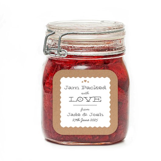 クラフト紙ハートフードフェイスラベルスクエアステッカー スクエアシール