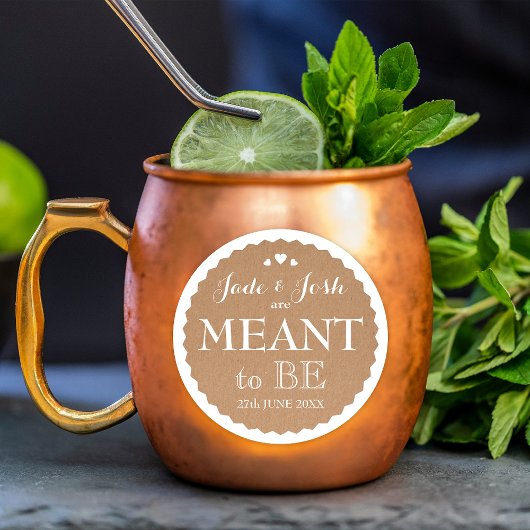 クラフト紙ハート結婚ズが好意を持つことを意図 ラウンドシール