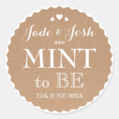 クラフト紙ハート結婚ズミントフライトラウンド ラウンドシール (正面)