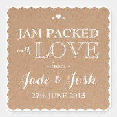 クラフト紙ハート結婚式の引き出物ジャムジャムジャムシール スクエアシール (正面)