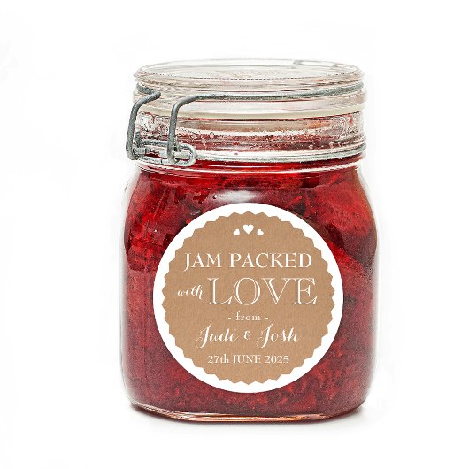 クラフト紙ハート結婚式の引き出物ジャールラウンドステッカー ラウンドシール