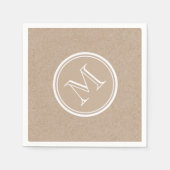 クラフト紙バックグラウンドモノグラム スタンダードカクテルナプキン (正面)