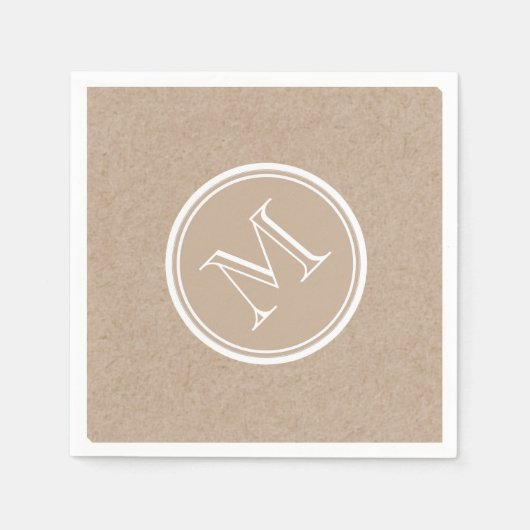 クラフト紙バックグラウンドモノグラム スタンダードカクテルナプキン (正面)