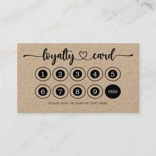クラフト紙ビジネスロゴ店サロンコーヒーショップ ロイヤリティカード (正面)