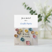 クラフト紙フラワーバースデーパーティー招待 招待状 (スタンド正面)