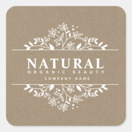 クラフト紙フローラオーガニック美しい及び化粧品 スクエアシール