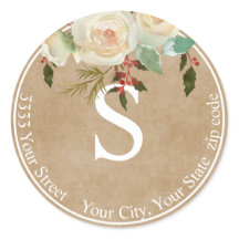 クラフト紙フローラホリデーモノグラム差出人住所