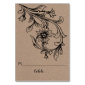 クラフト紙フ結婚リッシュの折り畳まれたエスコートカード テーブルナンバー (正面)