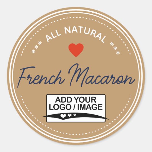 クラフト紙ブラウンジャーのふたラベル手書きロゴ ラウンドシール (正面)