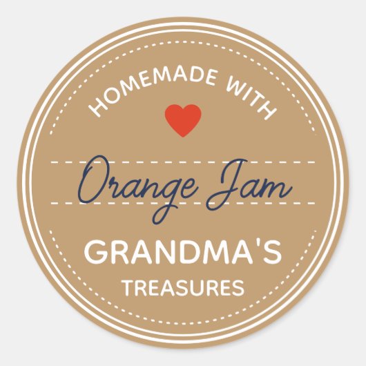 クラフト紙ブラウンJARラベル手書きスクリプト ラウンドシール (正面)