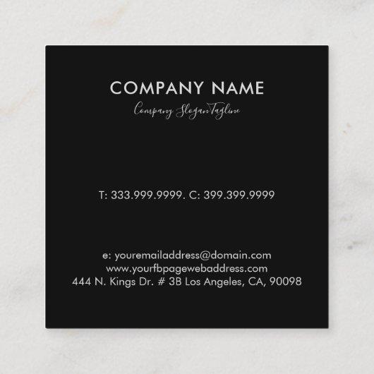 クラフト紙ブラックシザーズ美容師 スクエア名刺 (裏面)