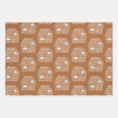 クラフト紙ホワイトジンジャーブレッドハウスクリスマスギフト ラッピングペーパーシート (正面2)