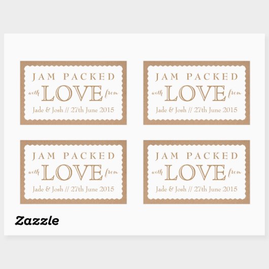 クラフト紙ホワイト結婚式の引き出物ジャムジャムジャムシール 長方形シール (シート)