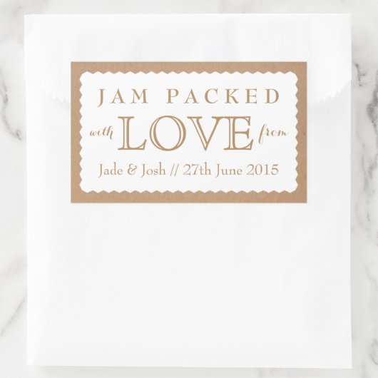 クラフト紙ホワイト結婚式の引き出物ジャムジャムジャムシール 長方形シール (バッグ)
