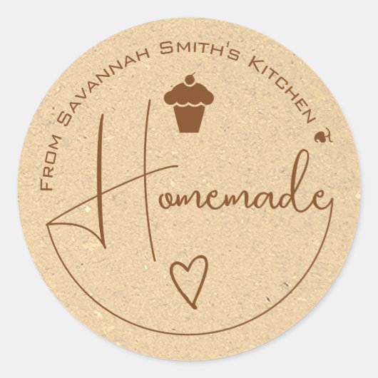 クラフト紙ホームメイドザキッチンオブベージュ ラウンドシール (正面)