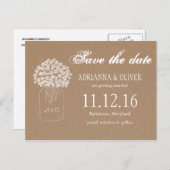 クラフト紙メイスンジャールフラワーズザデイト 案内ポストカード (正面/裏面)