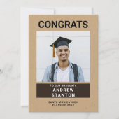 クラフト紙モダンシンプルボーイ卒業写真 案内状 (正面)