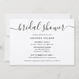 クラフト紙モダンスクリプト ブライダルシャワー 招待状