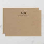 クラフト紙モノグラムイニシャル ノートカード (正面/裏面)